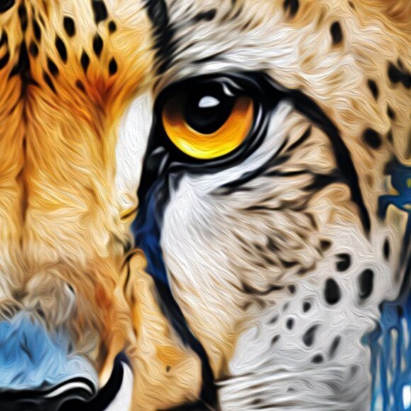 8x8 Cheetah Watercolor Oil Painting Wall Art‎ Print - Picture 5 of 6